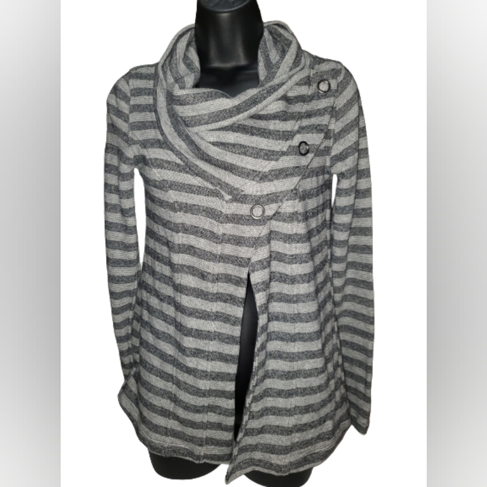 Maurices Cowl neck Asymmetrical snap Cardigan